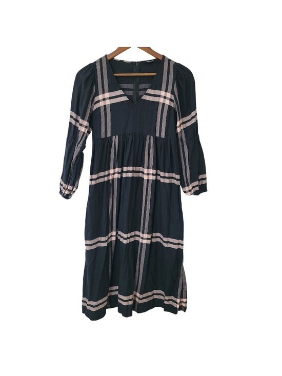 Madewell Dresses & Skirts - Madewell Plaid Empire Midi Dress Womens Size 0 Black & Pink Boho